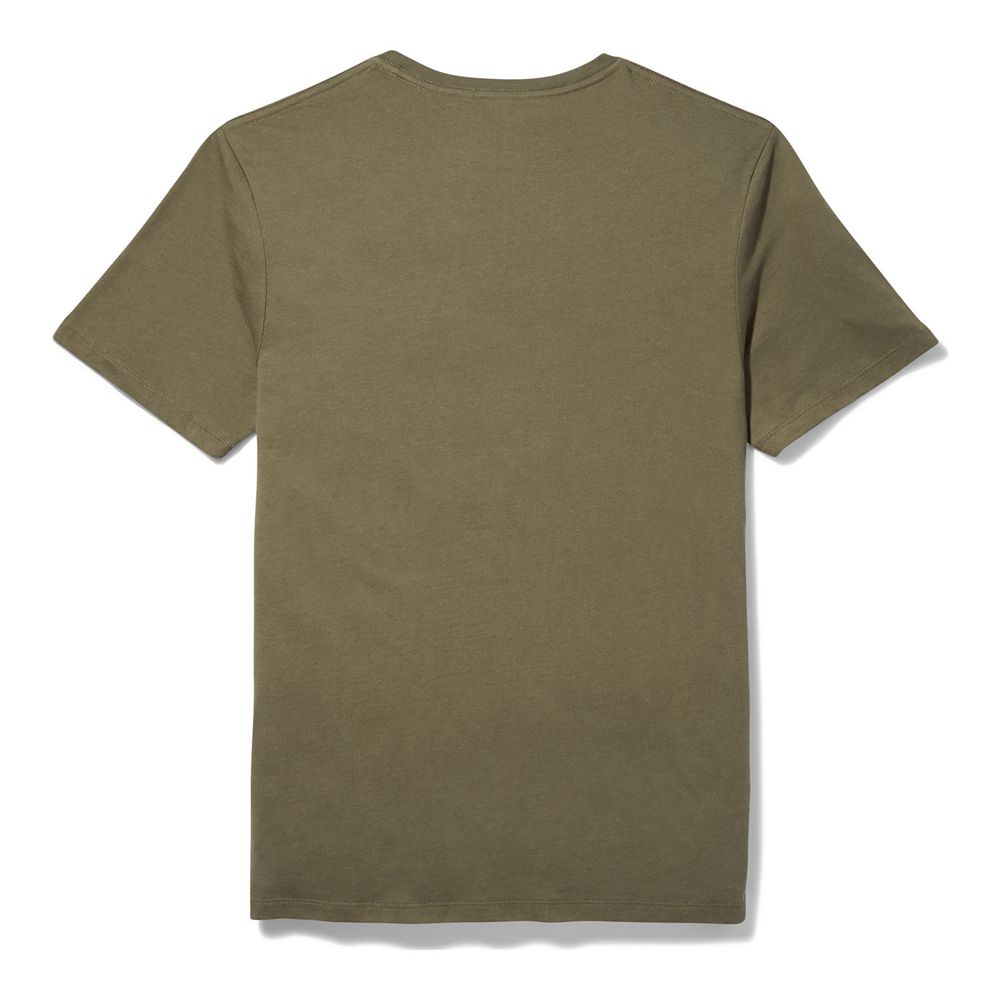 Timberland Mens T-Shirts Short-Sleeve Logo - Olive - India TE1290487